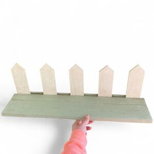 Rustic Green and White Wood Wall Shelf - Home Wall Decor